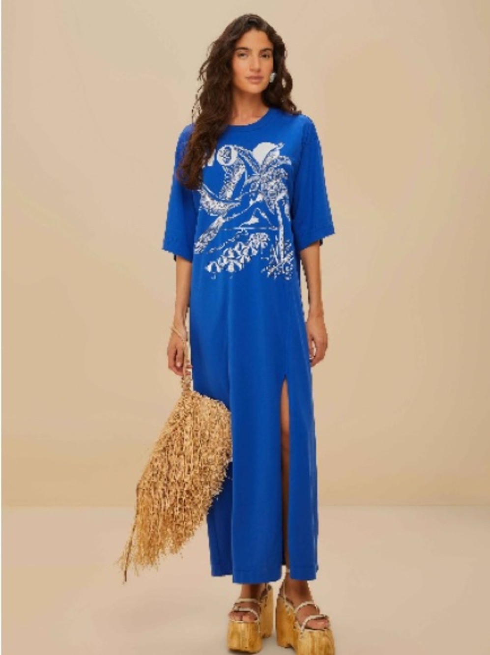 FARM Rio Blue Split Maxi Dress